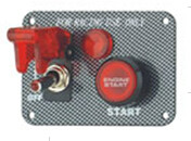 Carbon Fiber Racing Ignition Switch Panel , Red Illuminated Engine Start Button