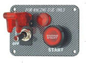 Carbon Fiber Racing Ignition Switch Panel, Red Illuminated Engine Start Button